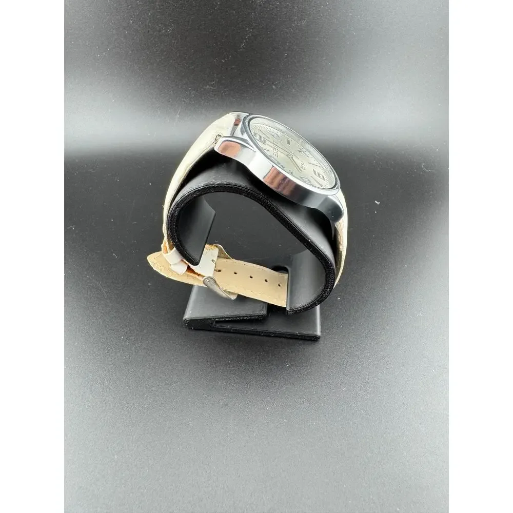 Esprit 015-1 Silver Watch, Bold Numerals, Leather Band